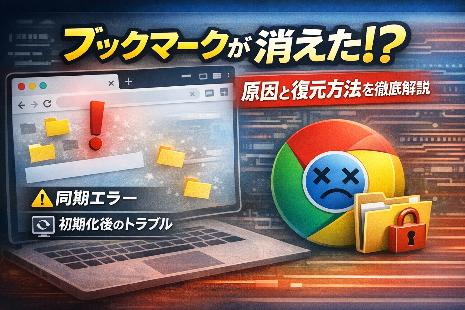 Chromeブックマークが消えた原因と復元方法【同期エラー・初期化対策】についての解説